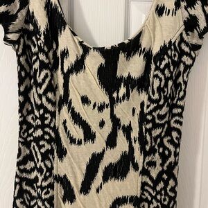 Diane Von Furstenberg Black and Cream Animal-Print dress cotton